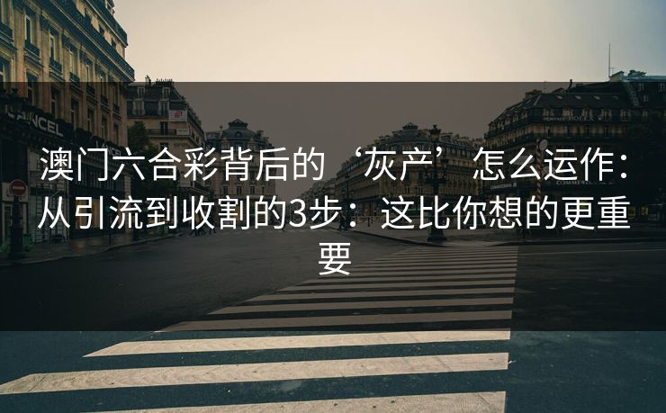 澳门六合彩背后的‘灰产’怎么运作：从引流到收割的3步：这比你想的更重要